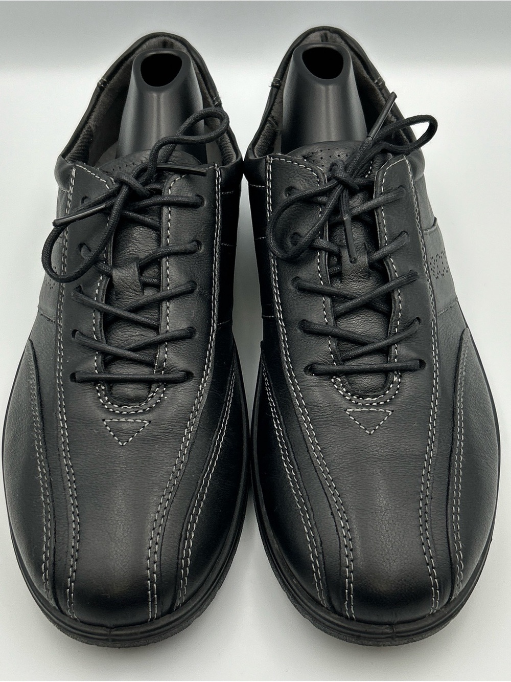 ECCO Sky Fashion Sneakers Womens 8-8.5 Black Leather Casual Bicycle Toe Shoes